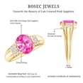 thumbnail image 5 of Oval Shape Lab Grown Pink Sapphire Solitaire Ring with Diamond (4 Carat), 14K Yellow Gold, US 3.00, 5 of 8