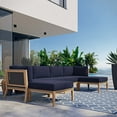 thumbnail image 3 of Modway Clearwater 6-Piece Wood Fabric Outdoor Sectional Sofa - Gray/Navy, 3 of 14