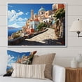 thumbnail image 2 of Designart "Italian Coastal Village Views I" Oversized Landscapes Framed Wall Art - Global Blue Landscape Italy Living Room Framed Canvas Art, 2 of 7