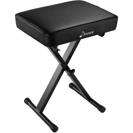 Donner Piano Bench  Adjustable Keyboard Bench Portable Stool Collapsible Chair Foldable Seat X-Style  2.4 Inch Thickness High-Density Sponge Padded  Non-Skid Design  Black