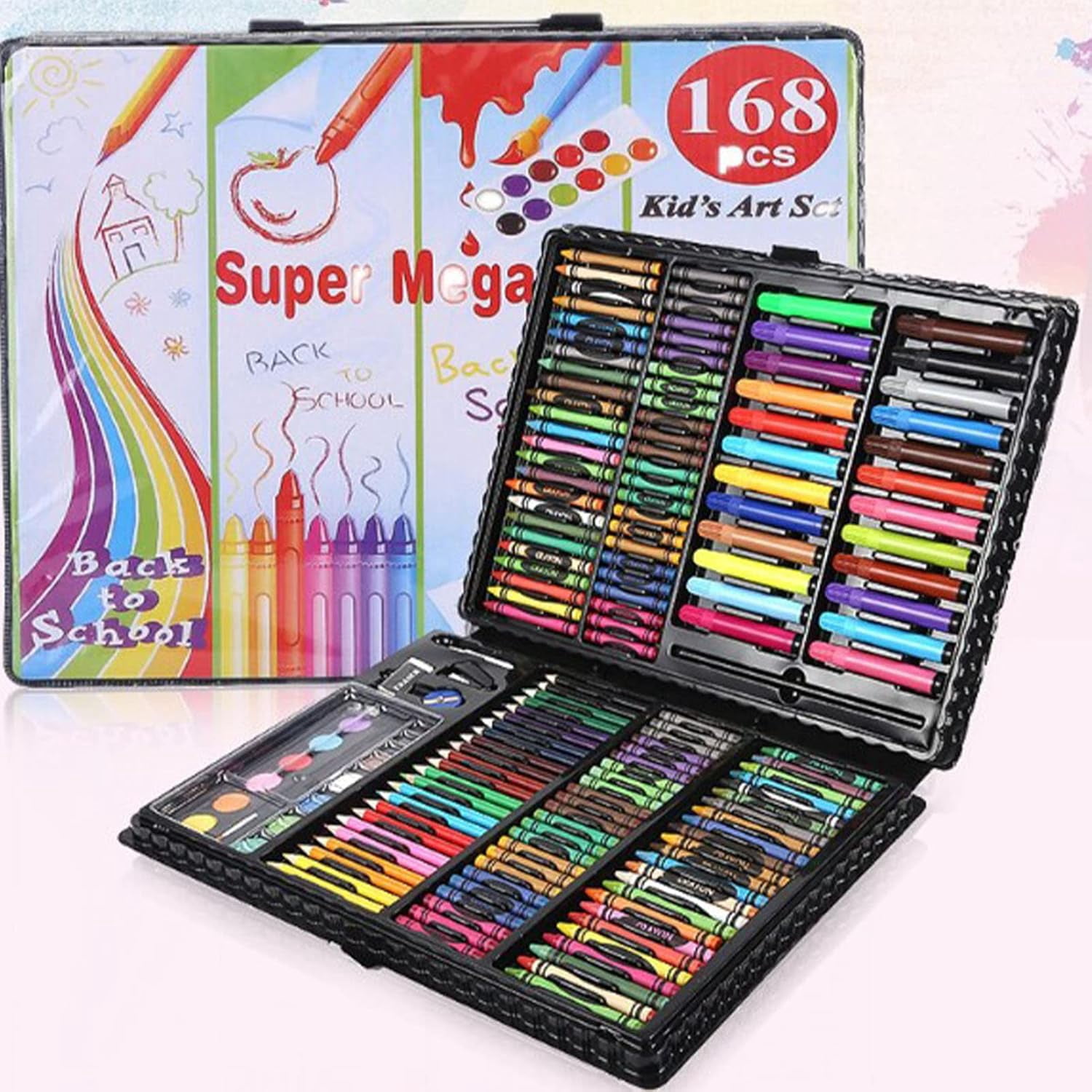 168Pcs Art Supplies Sketching Drawing Kit Colored Pencils Oil Pastels Set