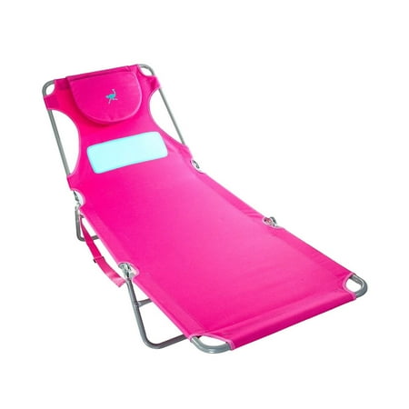 Ostrich Ladies Comfort Lounger Beach Chaise - Pink, Polyester, Steel