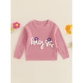 thumbnail image 5 of Aojekbee Sister Matching Knit Sweater Long Sleeve Floral Letter Embroidery Pullover Knitwear for Autumn, 5 of 10