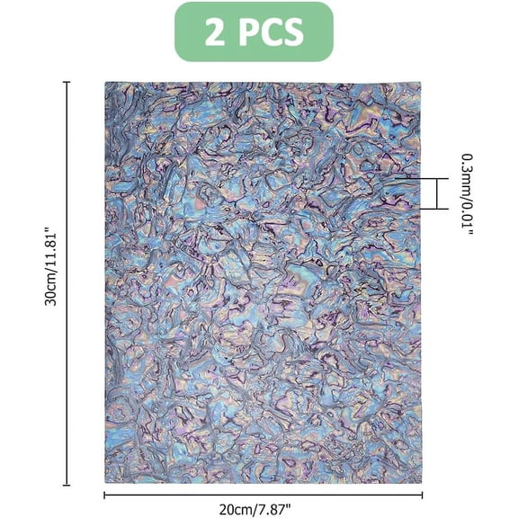 2sheets 11.8x7.87 inch 2pcs Abalone Shell Sticker Abalone Veneer Sheets Medium Slate Blue PVC Stickers Imitation Shells Stickers for Inlay Project Craft Handmade Decoration with Backside Tape