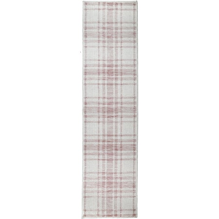 My Texas House Hampshire Plaid 2' x 8' Pink Reversible Runner Rug