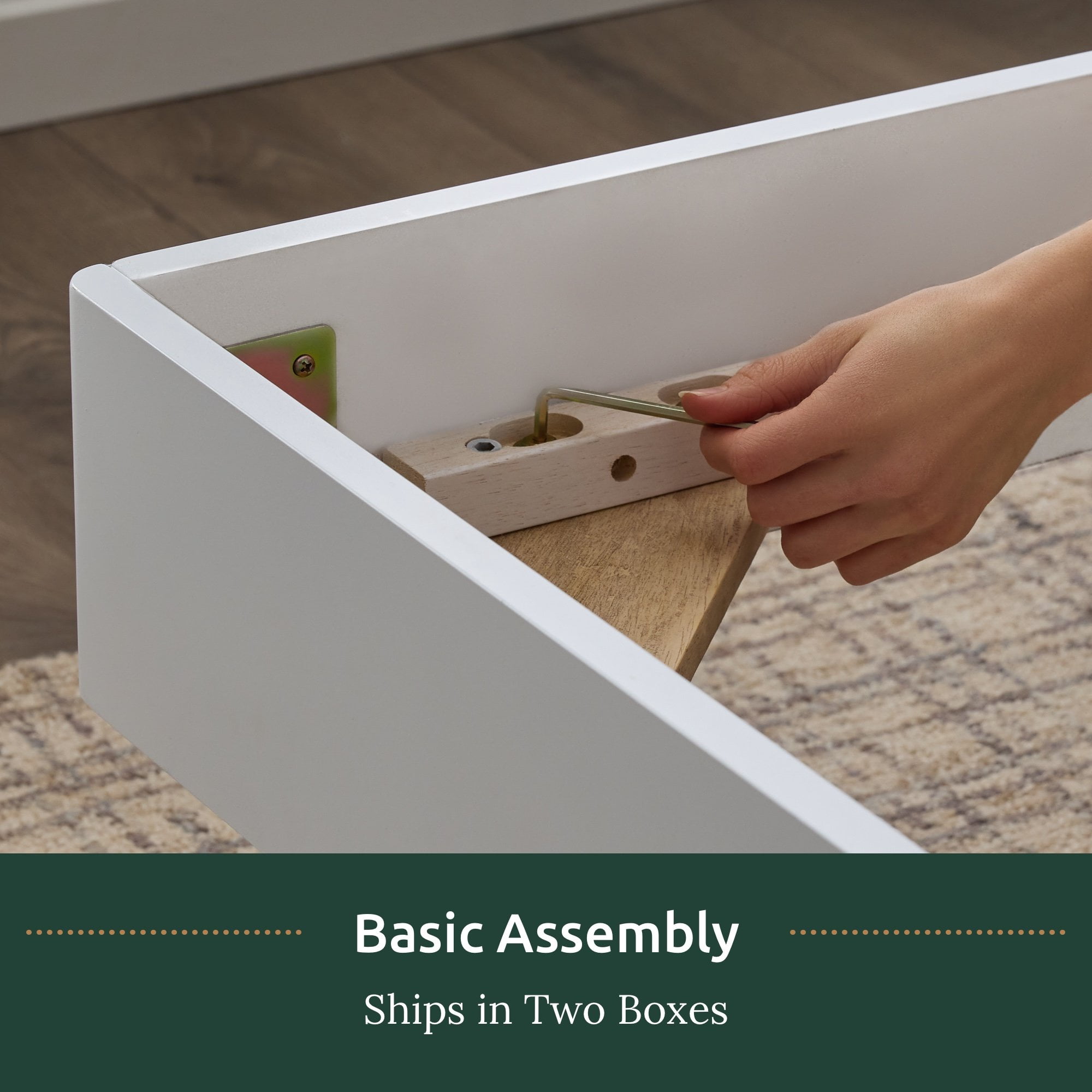 Rest Haven Modern Wood Platform Bed, Twin, Natural & White