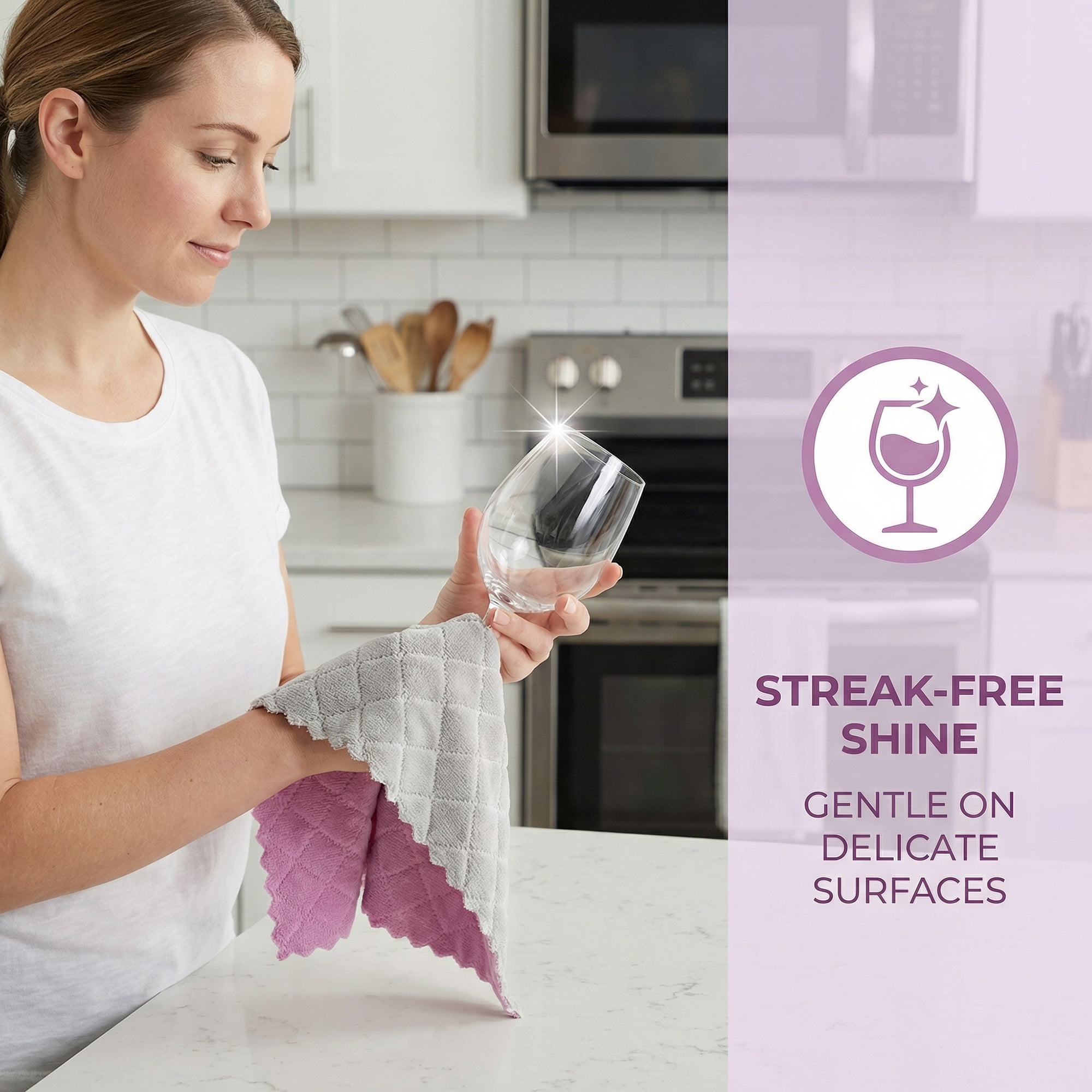 Unique Bargains 6 Pack Absorbent Cleaning Towels Purple Grey/Pink Blue 10"x10"/12"x12"