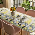 thumbnail image 3 of Summer Gnomes Table Cloths for 8 Foot Rectangle Tables, Yellow Lemons Farmhouse Fruits Burlap Patio Waterproof Elastic Fitted Tablecloths, Washable Rectangular Table Cover for Camping, 3 of 8