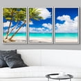 thumbnail image 3 of wall26 Framed Canvas Print Wall Art Set Teal Ocean Beach Wave Tropical Island Nature Wilderness Photography Realism Rustic Landscape Colorful for Living Room, Bedroom, Office - 24"x36"x3 Wh, 3 of 5