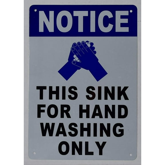 This Sink for Hand Washing ONLY Sign with English Text and Symbol Sign (White, Rust Free-Aluminium, Size 7X10) (ref-2201)