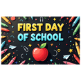 thumbnail image 1 of Colorful Backdrop Banner with Apple and School Elements for First Day of School Party Supplies Photography Props Decorations School Events Classroom Decor Back to School Celebrations, 1 of 4