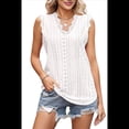 thumbnail image 2 of Camisola Elegante de Jacquard para Mujer, con Apliques de Encaje, Sin Mangas, Color Liso, con Cuello en V. XL, 2 of 8