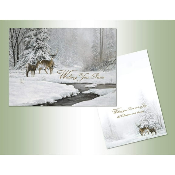LPG Greetings Dear and Stream in Winter Box of 18 Nature Christmas Cards