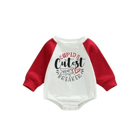 

Capreze Baby Bodysuit One Piece Jumpsuit Crew Neck Romper Loose Playsuit Long Sleeve Red 80cm