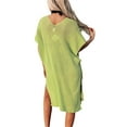 thumbnail image 5 of Arvbitana Women's Summer Knit Swimsuit Cover-up Short Sleeve V Neck Plus Size Casual Kaftans Loose See-Through Crochet Bikini Cover Up for Beach, 5 of 6