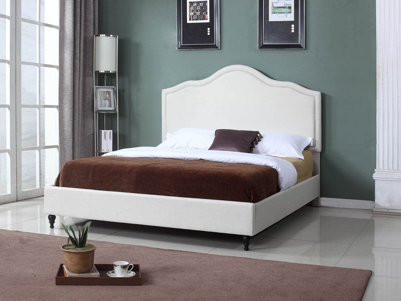 Home Life BLACK Upholstered Platform Bed Frame & Slats Modern  Home ALL SIZES 