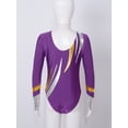 thumbnail image 6 of Yeahdor Kids Girls Long Sleeves Shiny Contrast Color Patchwork Sports Dance Leotard,Sizes 6-16, 6 of 7