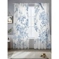 thumbnail image 3 of Blue White Flowers Semi Sheer Curtains 96 Inch Length 2 Panels Set, Spring Summer Floral Botanical Sheer Kitchen Curtain Privacy Voile Window Curtain for Living Room Bedroom Rod Pocket Drapes, 3 of 7
