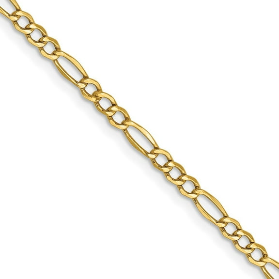14k 2.5mm Semi-Solid Figaro Chain