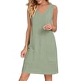 thumbnail image 5 of Ankola Womens Summer Cotton Linen V Neck Short Dress Sleeveless Mini Dress Casual Tank Dress Sundress with Pockets, 5 of 7
