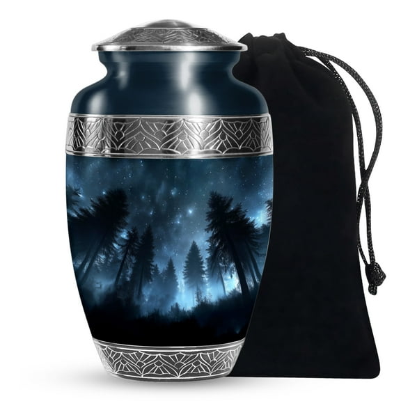 YATSKIA Dark Forest Cremation Urn For Human Ashes Adult Female And Male, Decorative Large Urn For Ashes Of Women And Men, (200 Cubic, Large 10 Inch)
