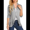 thumbnail image 2 of Cárdigan Informal de Cuartos para Mujer, Moderno Cárdigan Abierto por Delante. Gris XXL, 2 of 8