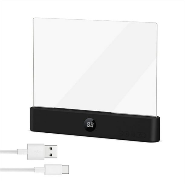 Luz de Lectura LED , Recargable, Transparente, con 3 Colores y Temporizador, Ideal para Leer Libros A Toda Página, Color Negro.
