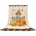 thumbnail image 2 of Thanksgiving Bogy Farm Autumn Pumpkin Maple Leaf Harvest Throw Flannel Blanket 60x80In Super Soft Cozy Bed Blanket, Lightweight Plush Fuzzy Bed Throw for Bedroom Sofa Couch Living Room, 2 of 4
