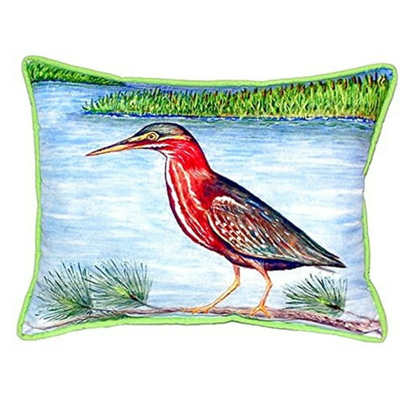 Betsy Drake SN958 11 x 14 in. Green Heron II Small Indoor & Outdoor Pillow