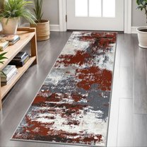 2x6 FT Kitchen Runner Rugs Non Skid Washable, Faux Wool Rug Runners for Hallways Bathroom Carpet Runner, Soft Indoor Modern Floor Rug for Entryway Laundry Room