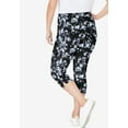 thumbnail image 2 of Woman Within Plus Size Stretch-Cotton Knit Pull-On Printed Capri Leggings, 2 of 4