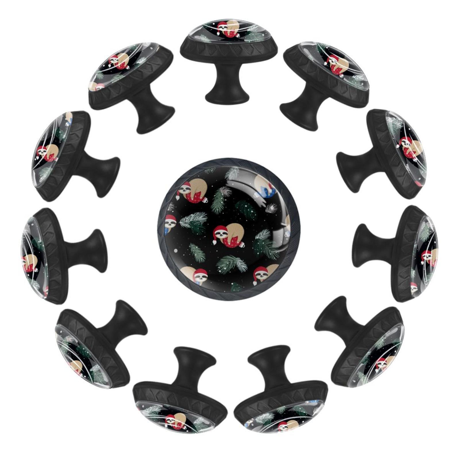 Sloth Handle 12 Pack Round Crystal Glass Knobs Winter Cute Animal Sloth Pull Handle ...