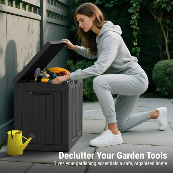 Outdoor Storage Box, Resin Deck Box Waterproof, Storage Chest for Outside Patio Furniture Cushions, Pool Supplies, Garden Tools, UV Resistant and Weatherproof