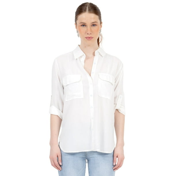 BLUSA PARA MUJER QUARRY LONG FIT CON BOLSAS FRONTALES