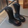 thumbnail image 4 of NOKIO Girls Winter Warm Leather Riding Boots Mid Calf Height with Side Zipper, Water-proof Non-Slip Sole, Cozy Pull On Boots for Cold Weather, 4 of 6