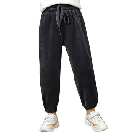 KANG Fashion Winter Girls Pants Lined Thickened Warm Loose Fit Wide Leg Trousers For Soft Comfortable Casual Outfit Warm Pants Thermal Pants