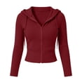 thumbnail image 2 of Vrorvz Womens Full Zip Jacket Hooded Drawstring Jackets Long Sleeve Top Causal Soft Solid Color Clothes for Women, 2 of 5