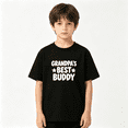 thumbnail image 2 of Grandpa's Best Buddy Boys Graphic Print T-Shirt, Cute Family Grandson Gift 100% Cotton Kids Short Sleeve Tee, 2 of 5