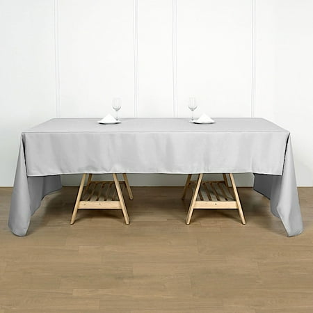 

BalsaCircle Christmas Holidays 10 Pieces 60 x 102 Silver Rectangle Polyester Tablecloths Linen