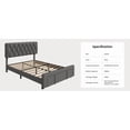 thumbnail image 4 of Senfot Queen Size Bed Frame with Diamond Tufted Headboard, Upholstered Platform Bed Frame with Storage Drawer, Sturdy Wooden Slats Support, No Box Spring Needed,Noise-Free, Gray, 4 of 9