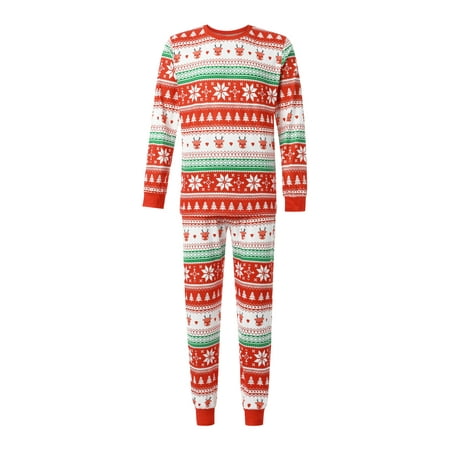 

One opening Christmas Family Matching Pajamas Set Cartoon Pattern Long Sleeve Tops + Trousers Sleepwear