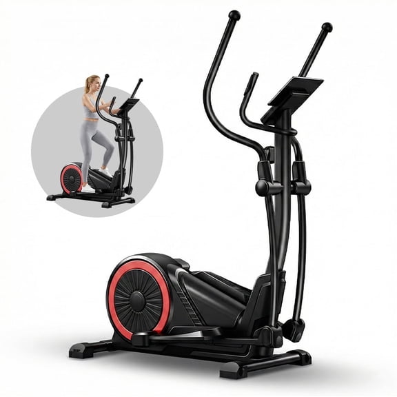 LEZEE 16-Level Magnetic Elliptical Machine for Home – 17" Stride, Heart Rate Grips, Quiet Cardio Trainer