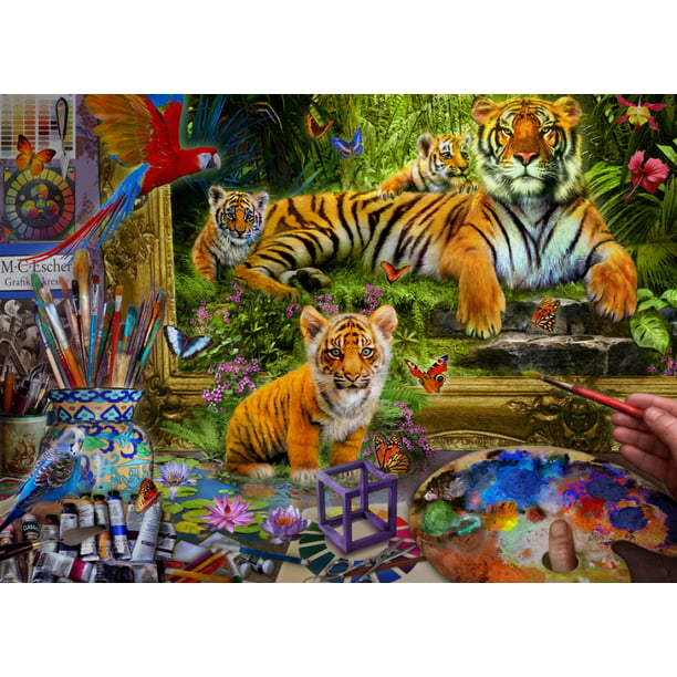 Vermont Christmas Company Tiger Painting - 1000 Piece Jigsaw Puzzle