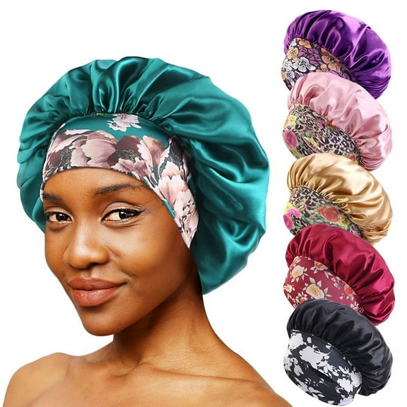 6 Pack Satin Bonnet Silk Hair Bonnet for Women Sleeping, Soft Band Cap for Curly Braids