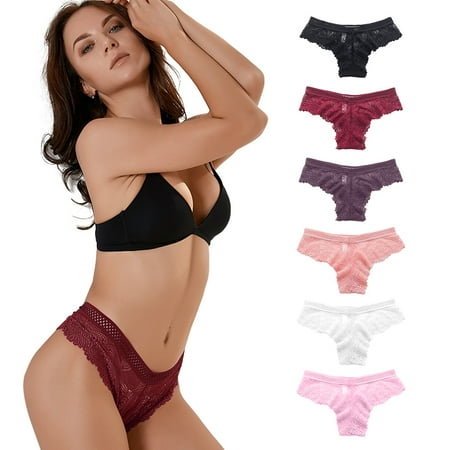 

Women s Lace Underwear Low-Waist Sexy Breathable Hipster Panties Stretch Bikini Thongs Briefs GB15 Red L