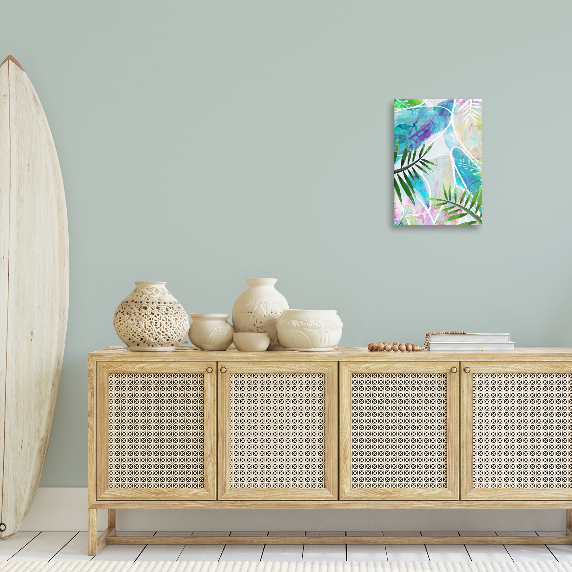 Stupell Industries Layered Tropical Leaves Coastal Painting Gallery Wrapped Canvas Art Print Wall Art, 16 x 24