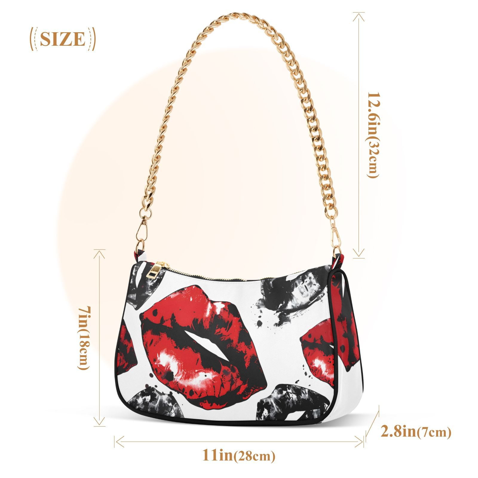 LipsWomen Small Shoulder Bag Crossbody Tote Hobo Bags Purse Clutch Handbags with Chain Strap for Women