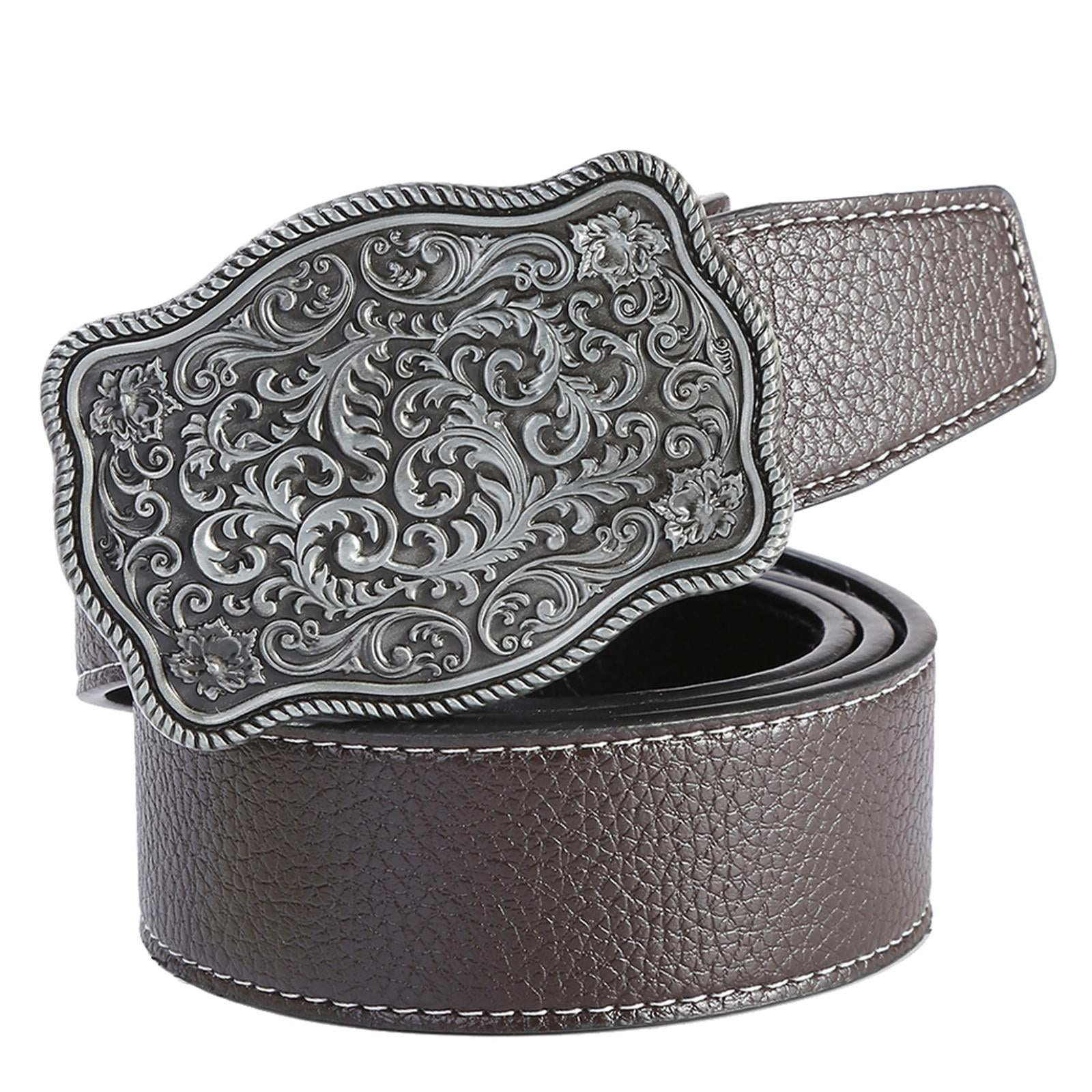 Classic Western Belt Metal Buckle Waistband, Mens Leather Belt Waist Strap,  Work