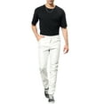 thumbnail image 2 of INSPIRE CHIC Men's Pants Faux Leather Slim Fit Zip-Fly Solid Pants 38 White, 2 of 6
