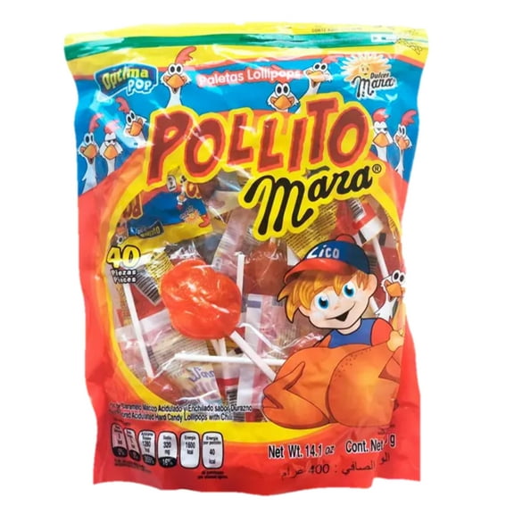 Mara Pollito with Chile Lollipops 40 ct